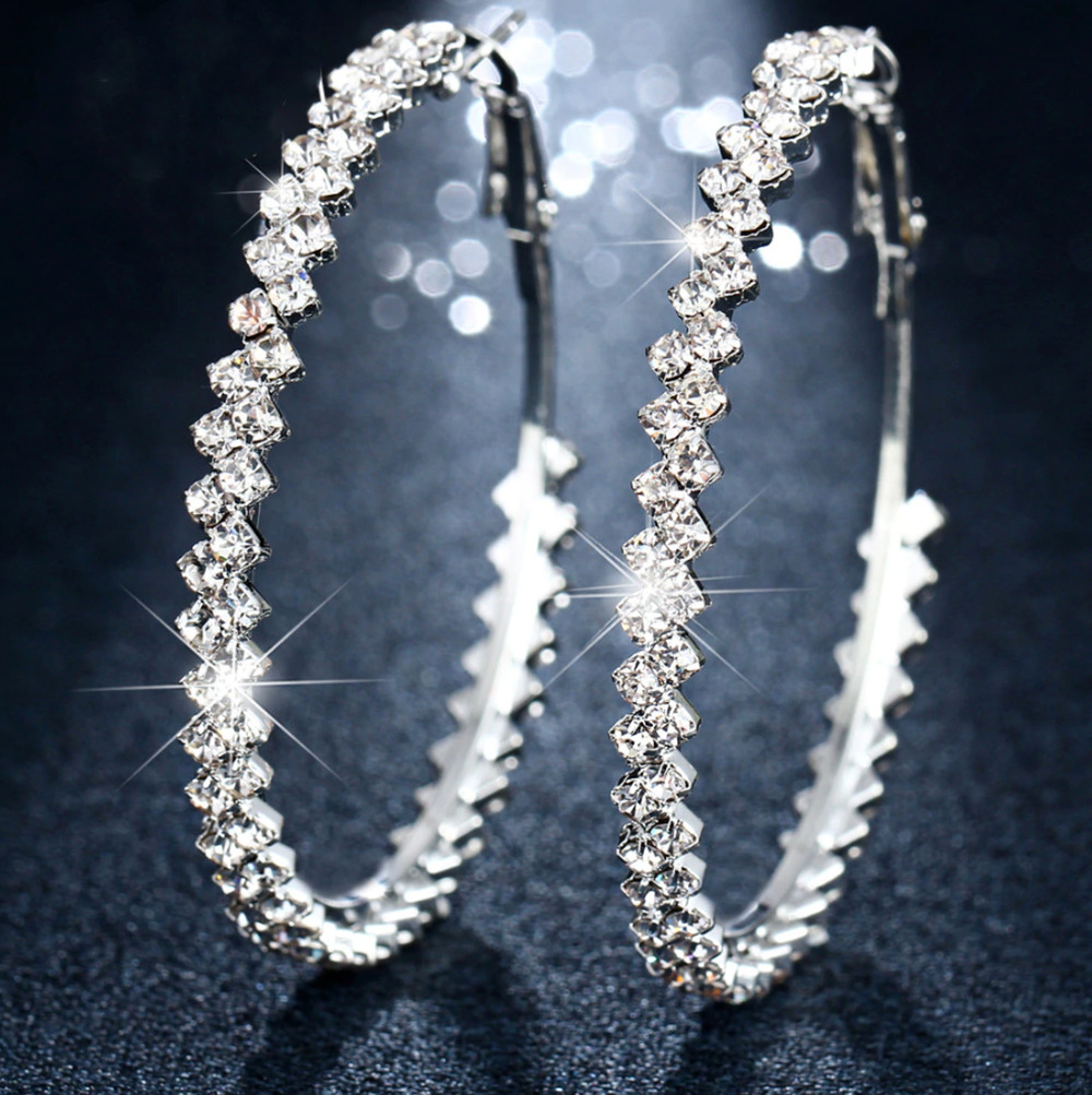 Christina Silver Crystal Hoop Earrings (5.2cm)
